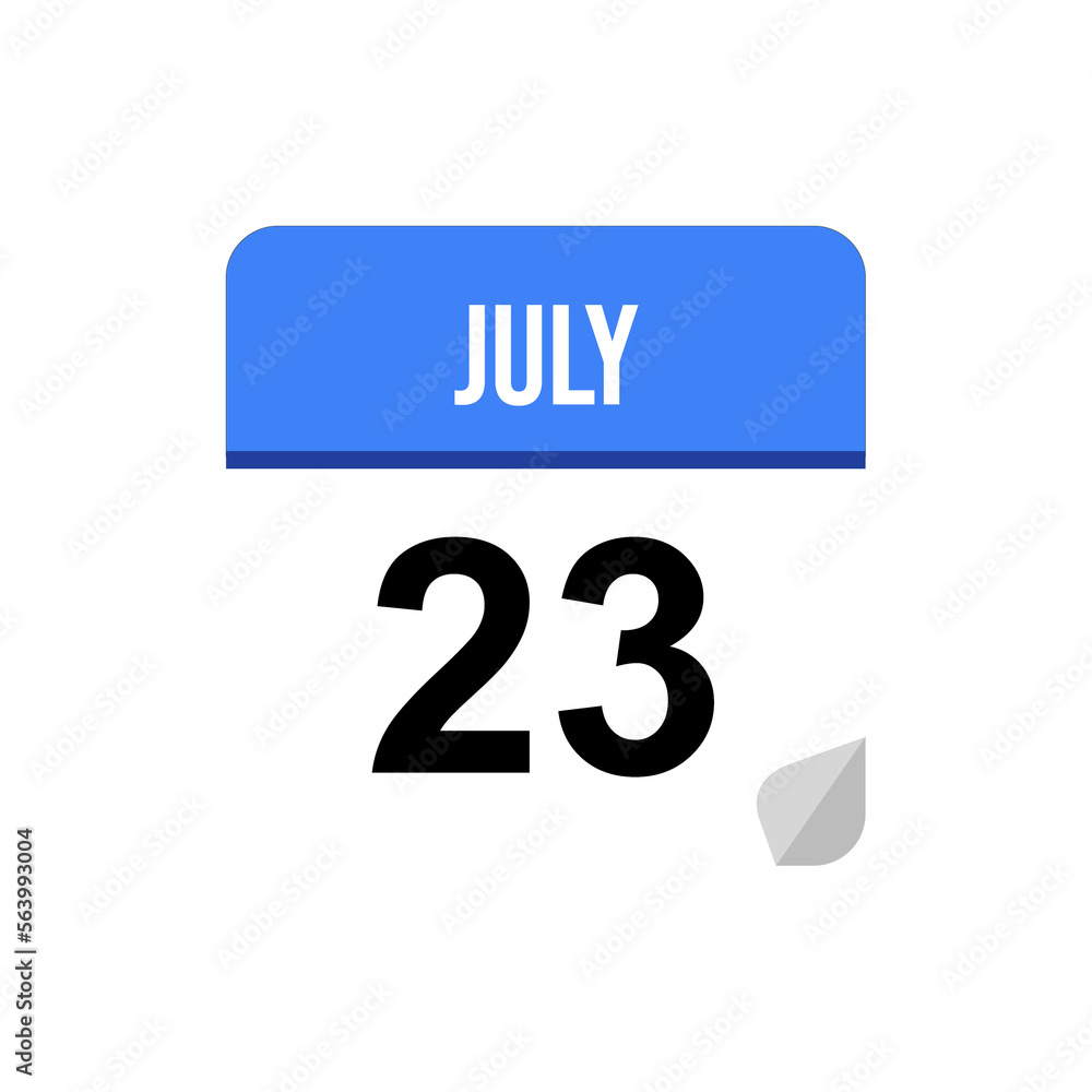 23 July calendar date icon on transparent background 23 July calendar date icon on transparent background