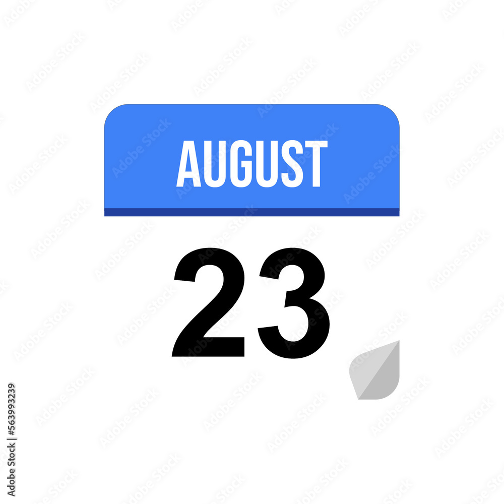 23 August calendar date icon on transparent background 23 August calendar date icon on transparent background