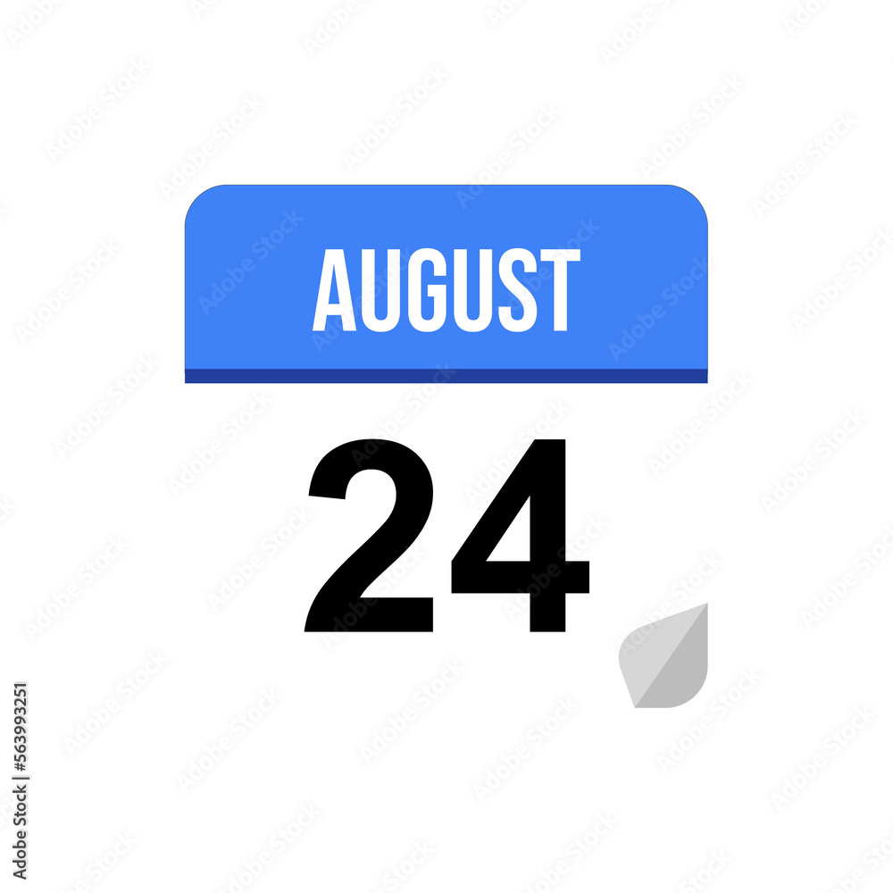 24 August calendar date icon on transparent background 24 August calendar date icon on transparent background
