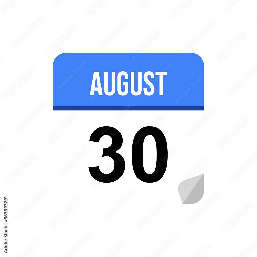 30 August calendar date icon on transparent background 30 August calendar date icon on transparent background