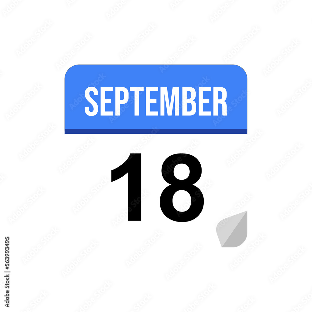 18 September calendar date icon on transparent background 18 September calendar date icon on transparent background