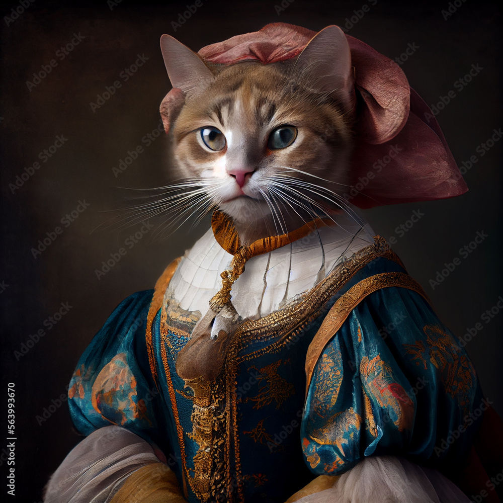 Lady cat. Elegant female model wearing in retro style outfit. Comparison of art, surrealism, beauty and creativity, ad. Contemporary collage. Lady cat. Elegant female model wearing in retro style outfit. Comparison of art, surrealism, beauty and creativity, ad. Contemporary collage.