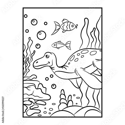 Dinosaur coloring page. Kids preschool activity coloring template