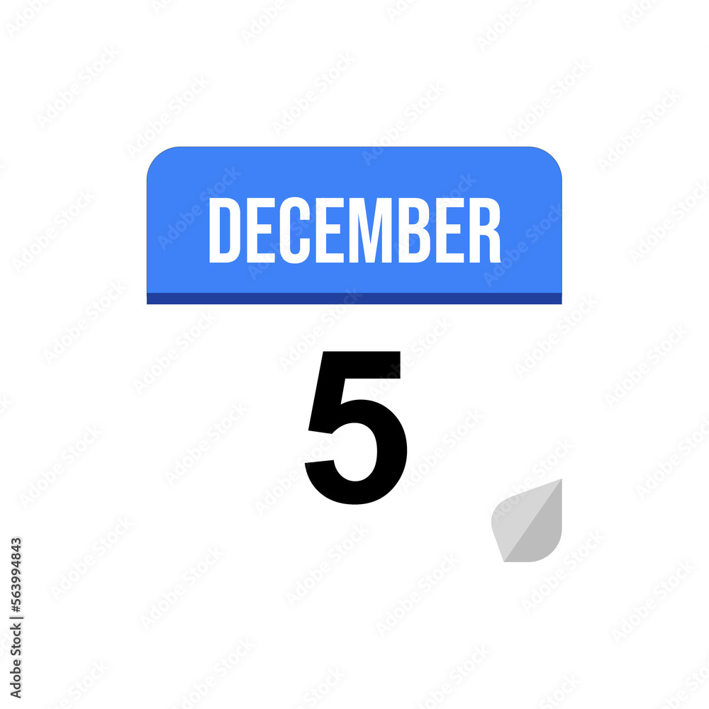 5 December, Calendar date icon, Event date icon 5 December, Calendar date icon, Event date icon