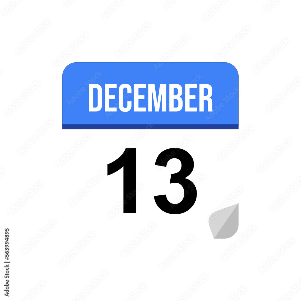 13 December, Calendar date icon, Event date icon 13 December, Calendar date icon, Event date icon