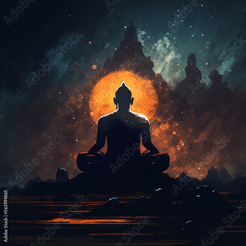 silhouette of buddha in lotus position