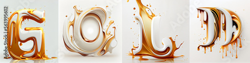 Fluid white and gold letters spelling the word GOLD created using generative AI technology