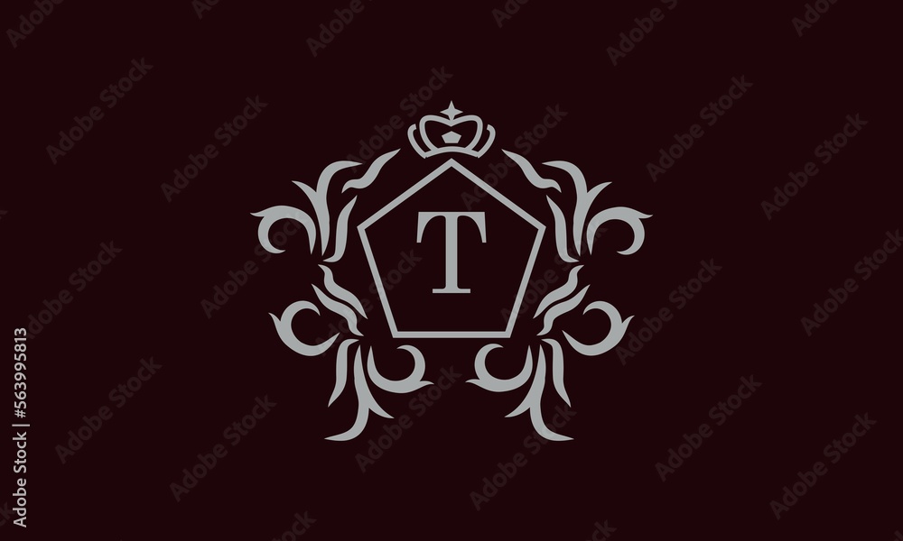 Elegant floral monogram design template for one or two letters such as T. Business sign, identity monogram for restaurant, boutique, hotel, heraldry, jewelry. Elegant floral monogram design template for one or two letters such as T. Business sign, identity monogram for restaurant, boutique, hotel, heraldry, jewelry.