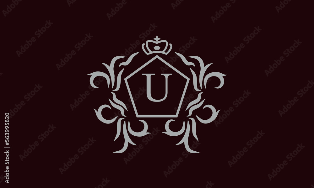 Elegant floral monogram design template for one or two letters such as U. Business sign, identity monogram for restaurant, boutique, hotel, heraldry, jewelry. Elegant floral monogram design template for one or two letters such as U. Business sign, identity monogram for restaurant, boutique, hotel, heraldry, jewelry.