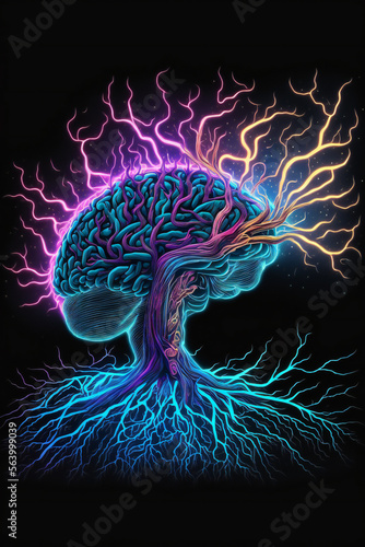 Illustrated Human Brain Generative AI illustrations