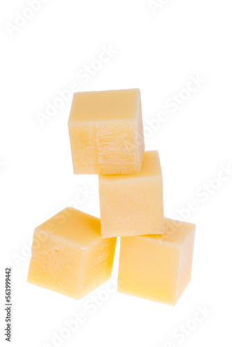 hard cheese cubes isolated