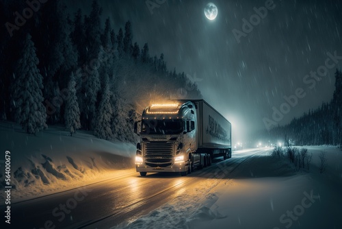Mighty Logistics: Bold and Powerful Big Truck Background Image Perfect for Logistic Industry Websites, Presentations and Marketing Materials generative ai