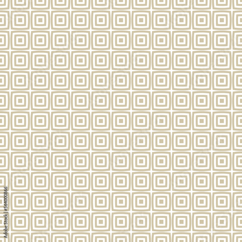 Golden vector geometric seamless pattern with small rounded squares, regular grid, net, lattice. Gold and white minimal abstract background. Simple vintage style texture. Luxury repeat geo design