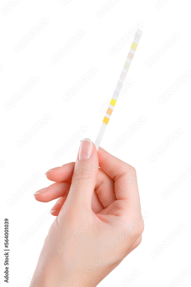Hand holding test strip isolated png with transparency
