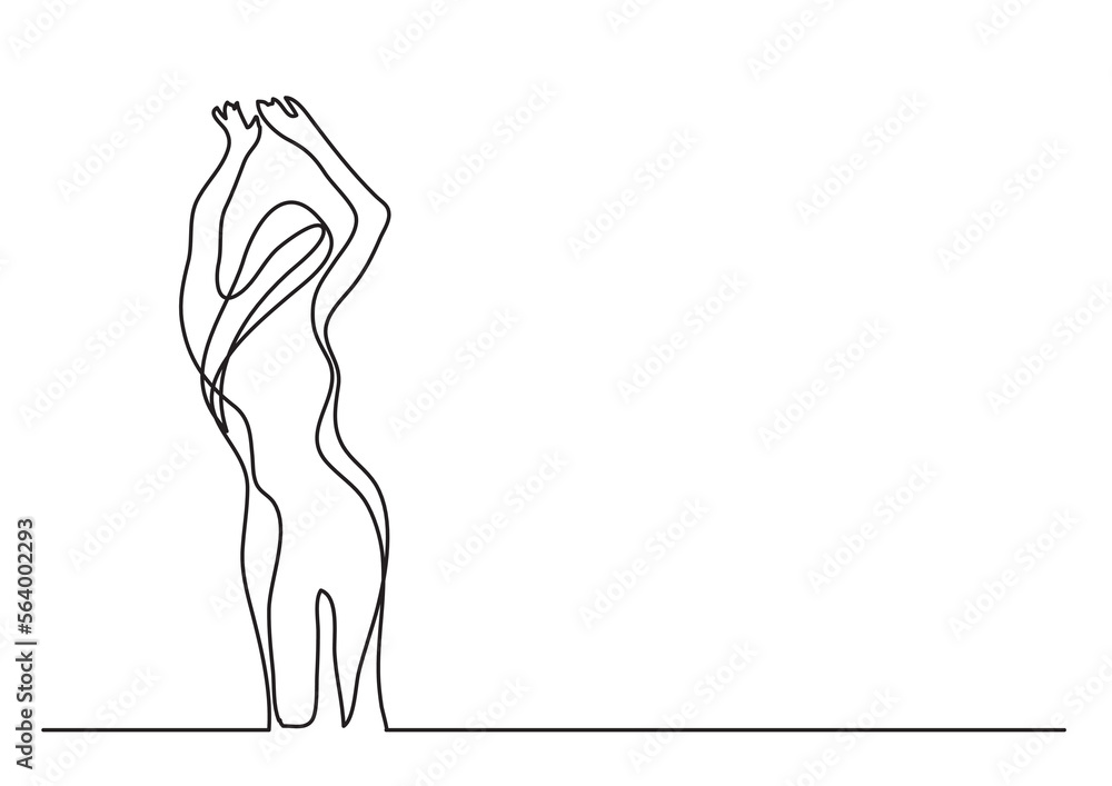 continuous line drawing vector illustration with FULLY EDITABLE STROKE of dancing woman continuous line drawing vector illustration with FULLY EDITABLE STROKE of dancing woman