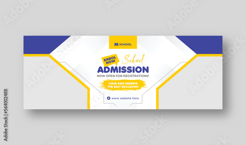 Kids school admission Facebook cover, Social media cover template, web banner timeline template