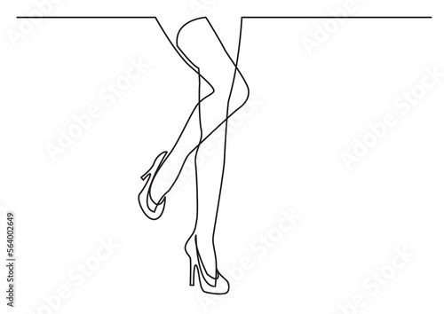 continuous line drawing vector illustration with FULLY EDITABLE STROKE of sexy woman legs in high heels