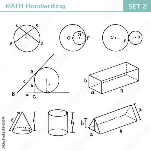 Mathematical theory and mathematical equations handwriting set
