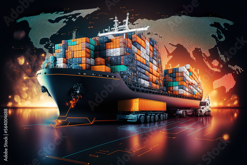 The freight forwarding companies of the future and their customers will bring together multi-sector deliveries. Logistics solutions from the future in the image created with the help of AI.