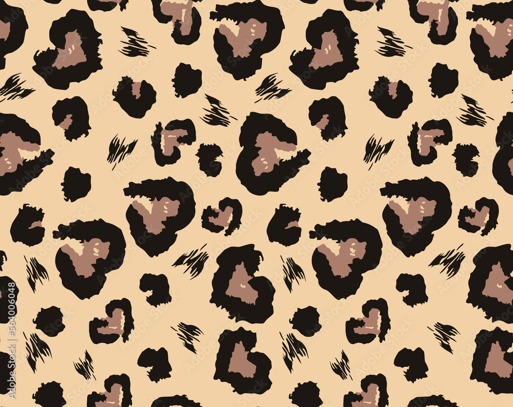 
Seamless leopard print from hearts vector trendy animal pattern, fashion design for textile