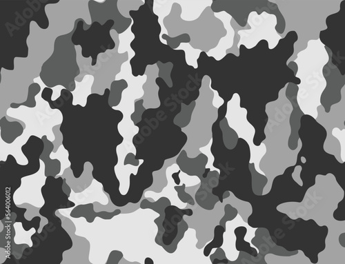 Gray vector seamless camouflage pattern  winter texture disguise  modern urban background.