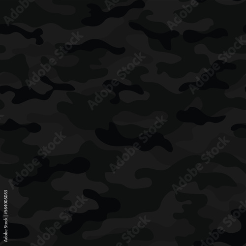  Black camo seamless pattern vector night background disguise, army design.