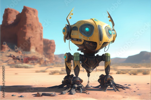 Deserted and Alone: A Yellow Robot's Journey - Generated by Artificial Intelligence