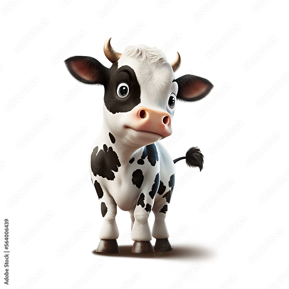 Happy adorable baby cow standing, isolated. Happy adorable baby cow standing, isolated.