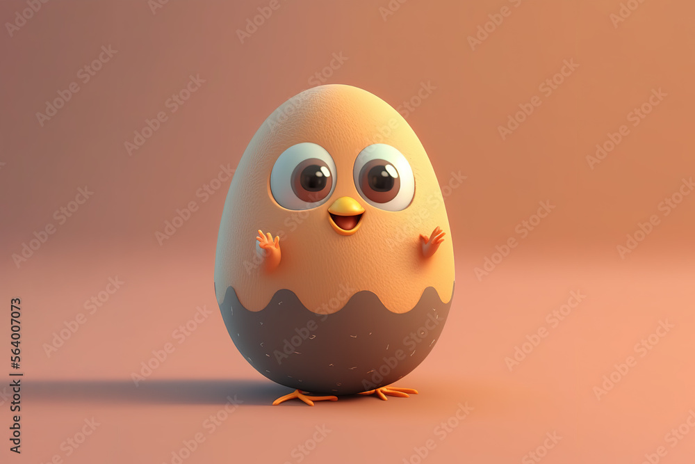 Fototapeta premium cute egg character funky:Generative AI