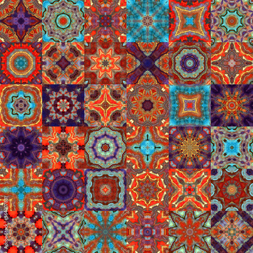 Seamless mosaic artwork backdrop - Continuous design of kaleidoscopical medley graphic design 