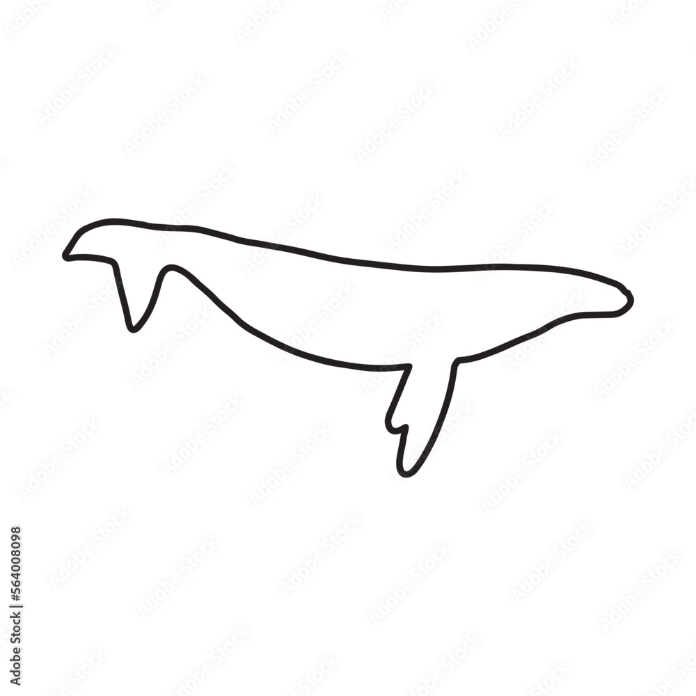 Whale, black line silhouette ocean animal. Sealife in Scandinavian style on a white background. Great for poster, card, apparel print. Vector illustration Whale, black line silhouette ocean animal. Sealife in Scandinavian style on a white background. Great for poster, card, apparel print. Vector illustration