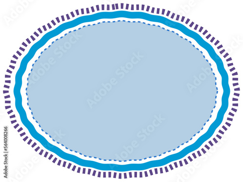 Blue Retro Round and Oval Labels with Copy Space for Add Content or Picture. 