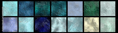 Set of seamless glass ice texture - tiled icy crystal surface background
