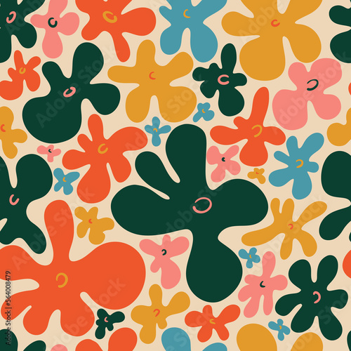 Bright Retro Floral Abstract Seamless Pattern