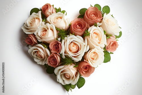 Heart of roses on a white background