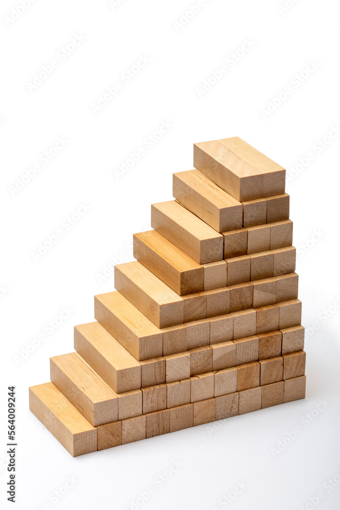Geometric figure made of wooden bars on a white background Geometric figure made of wooden bars on a white background