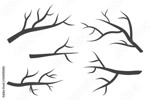 bare tree branch silhouettes set - vector illustration