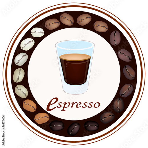 Retro Styled Espresso Coffee with Retro Revival Round Label.
 photo