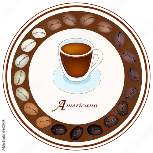 Retro Styled Americano Coffee Labels. 