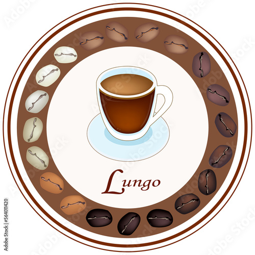 Illustration of Retro Styled Lungo Coffee Labels.
 photo