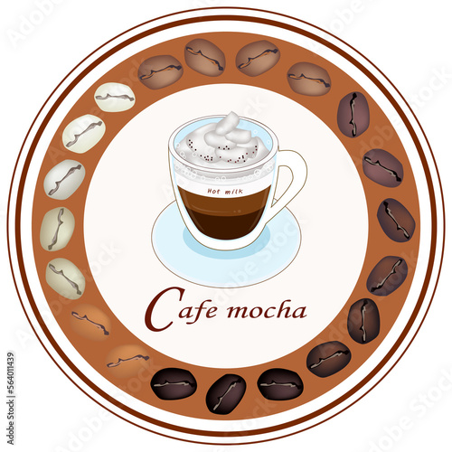 Retro Styled Cafe Mocha Coffee with Retro Revival Round Label.
 photo