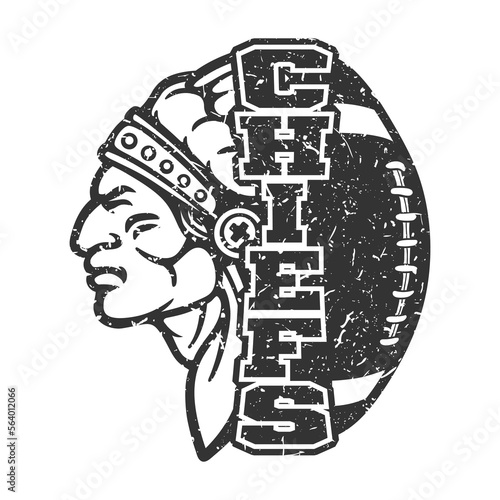 Chiefs American Football Illustration Clip Art Design Shape. School Spirit Team Silhouette Icon Vector.