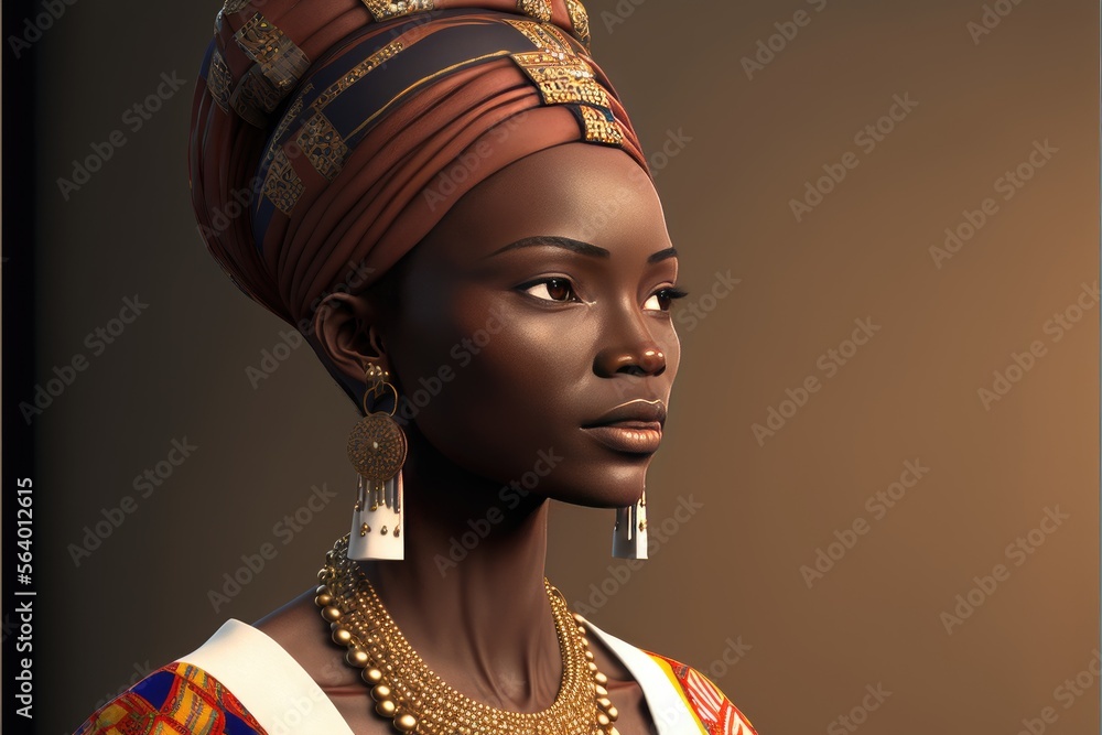 Beautiful female from Burkina Faso in traditional clothes, created with ...