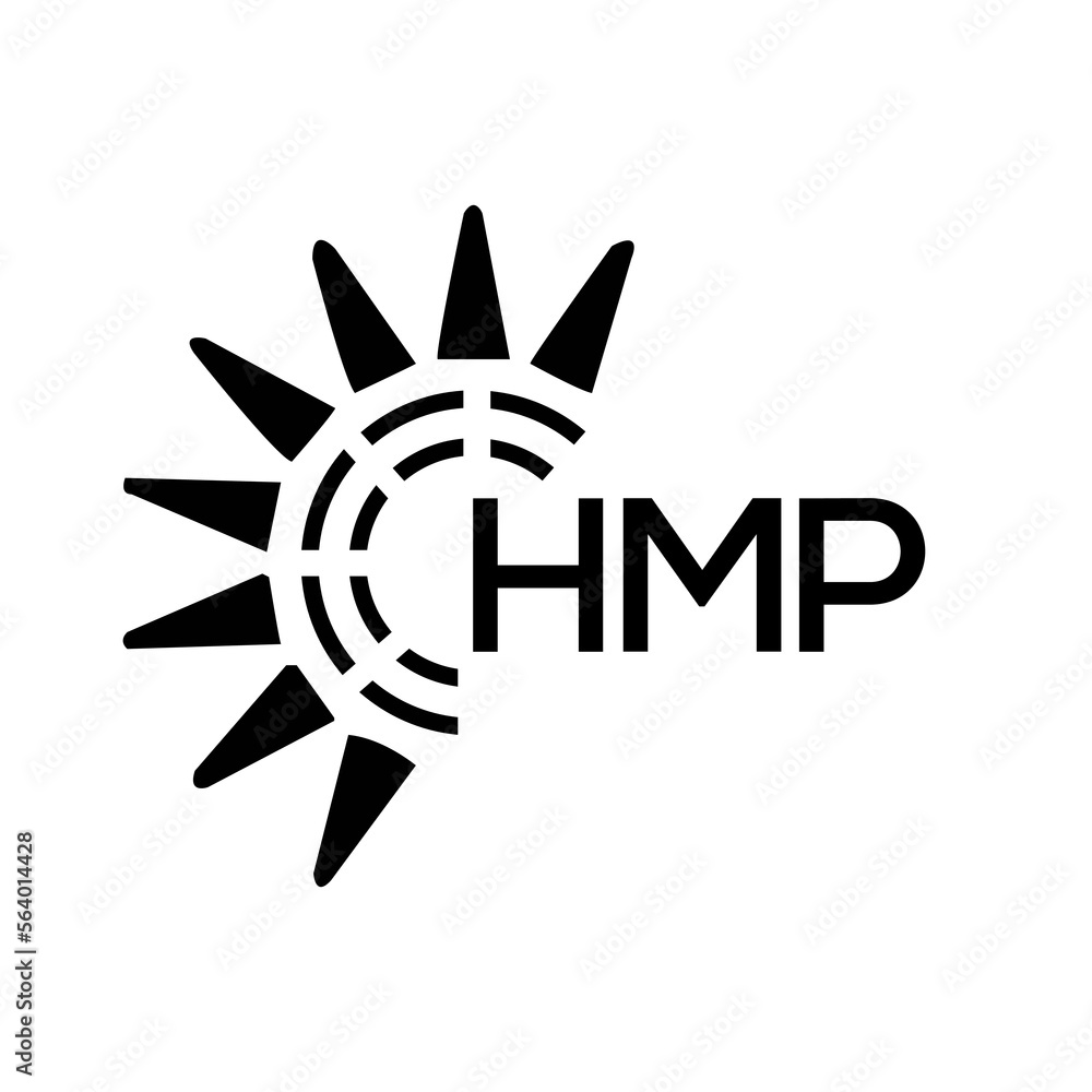 HMP letter logo. HMP image on white background and black letter. HMP