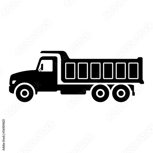 Dump truck icon. Black silhouette. Side view. Vector simple flat graphic illustration. Isolated object on a white background. Isolate.