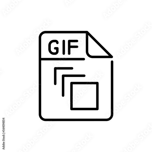 GIF file color line icon. Format and extension of documents