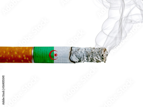 Algeria country smoking addiction creative design. Tobacco Industry concept. A healthy lifestyle is becoming more popular.