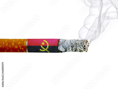 Angola country smoking addiction creative design. Tobacco Industry concept. A healthy lifestyle is becoming more popular.