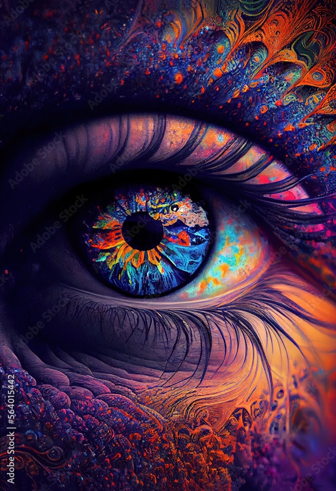 The Colors of a Hallucinatory Eye's Structure in Vibrant Detail. Generative ai