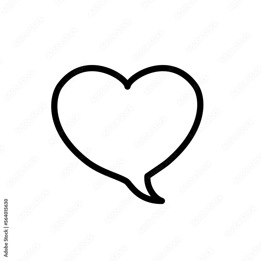 Speech bubble heart shape color line icon. Communication cloud. Speech bubble heart shape color line icon. Communication cloud.